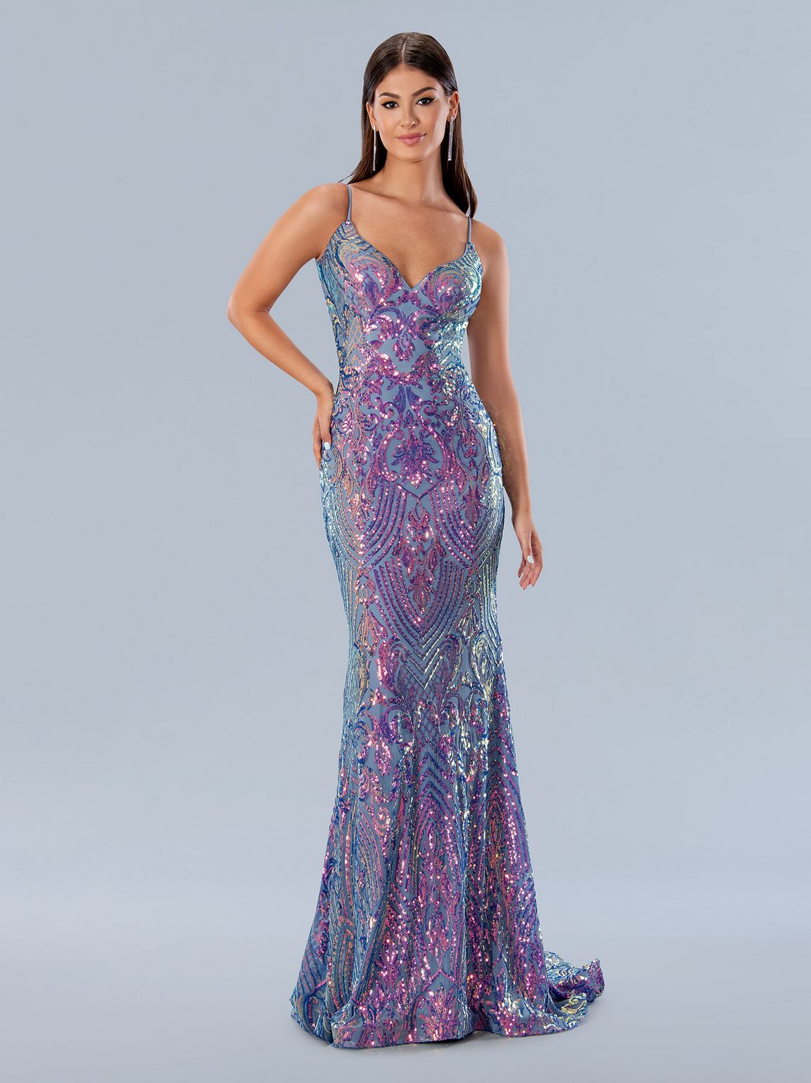 Prom Dresses Fitted Prom Long Sequin Formal Dress Purple