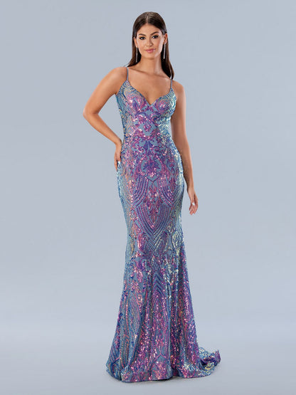 Prom Dresses Fitted Prom Long Sequin Formal Dress Purple