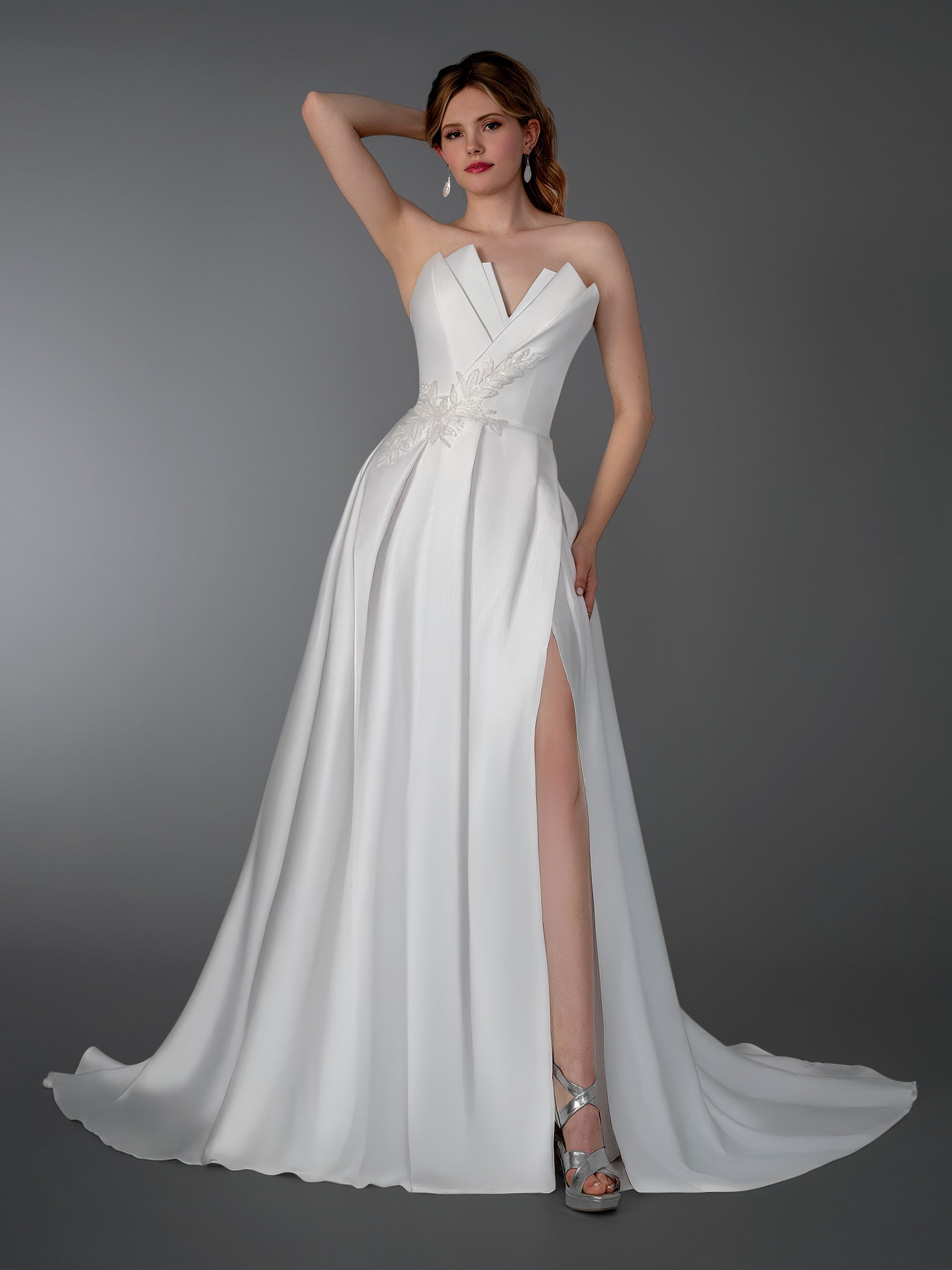 Wedding Dresses Long Slit Wedding Dress Stella Couture 26801 Off White