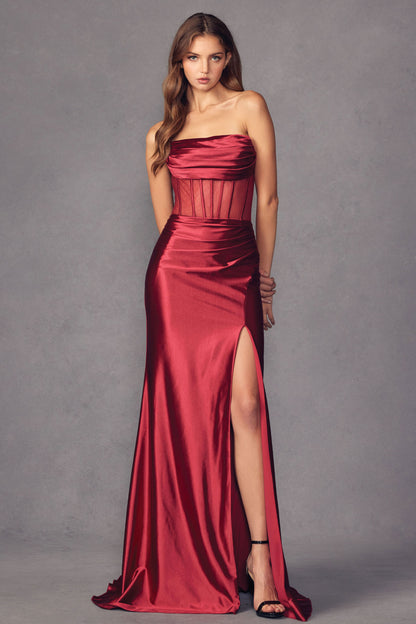 Prom Dresses Corset Long Fitted Formal Prom Dress Wine