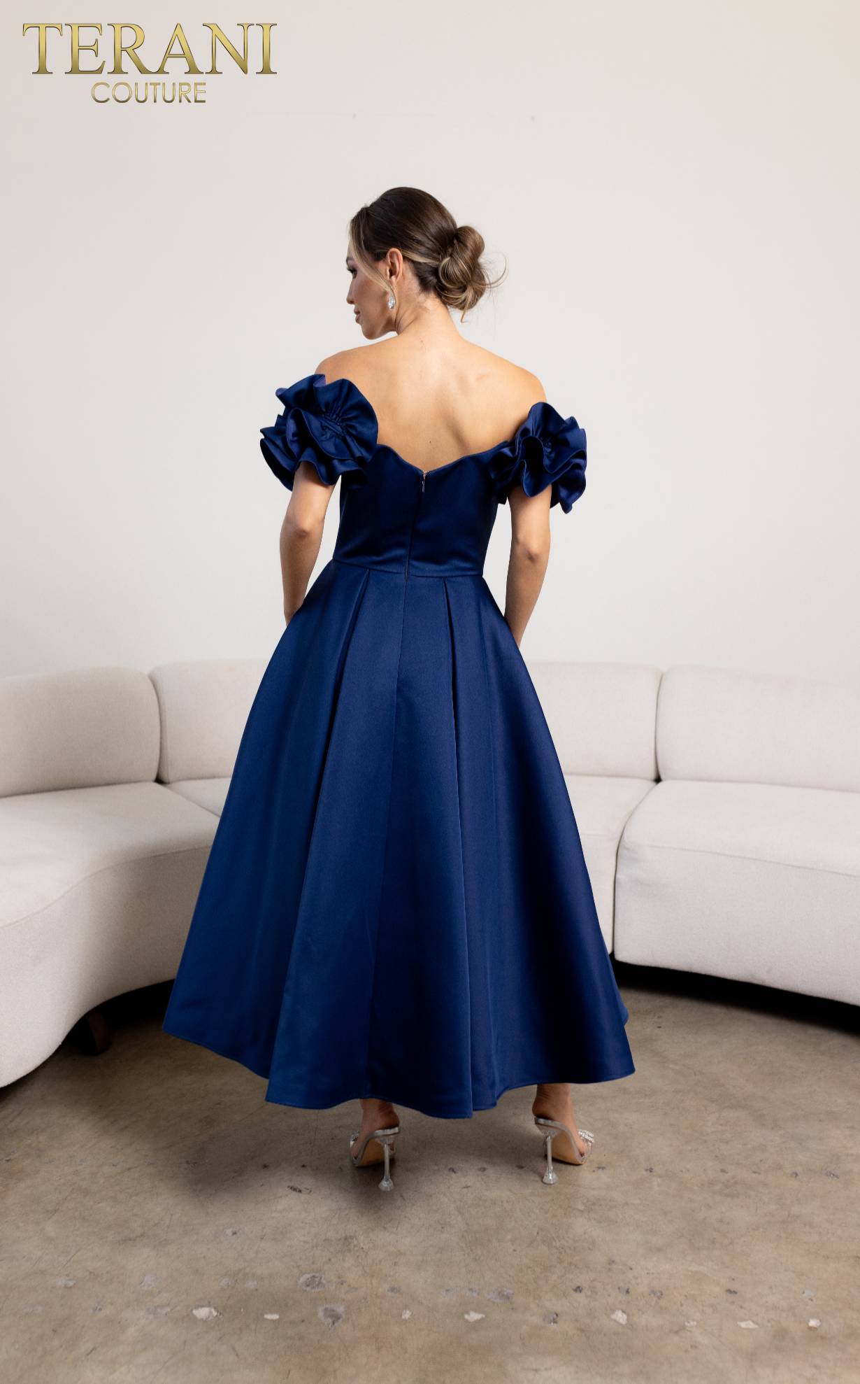 Cocktail Dresses A Line Evening Tea Length Dress Navy