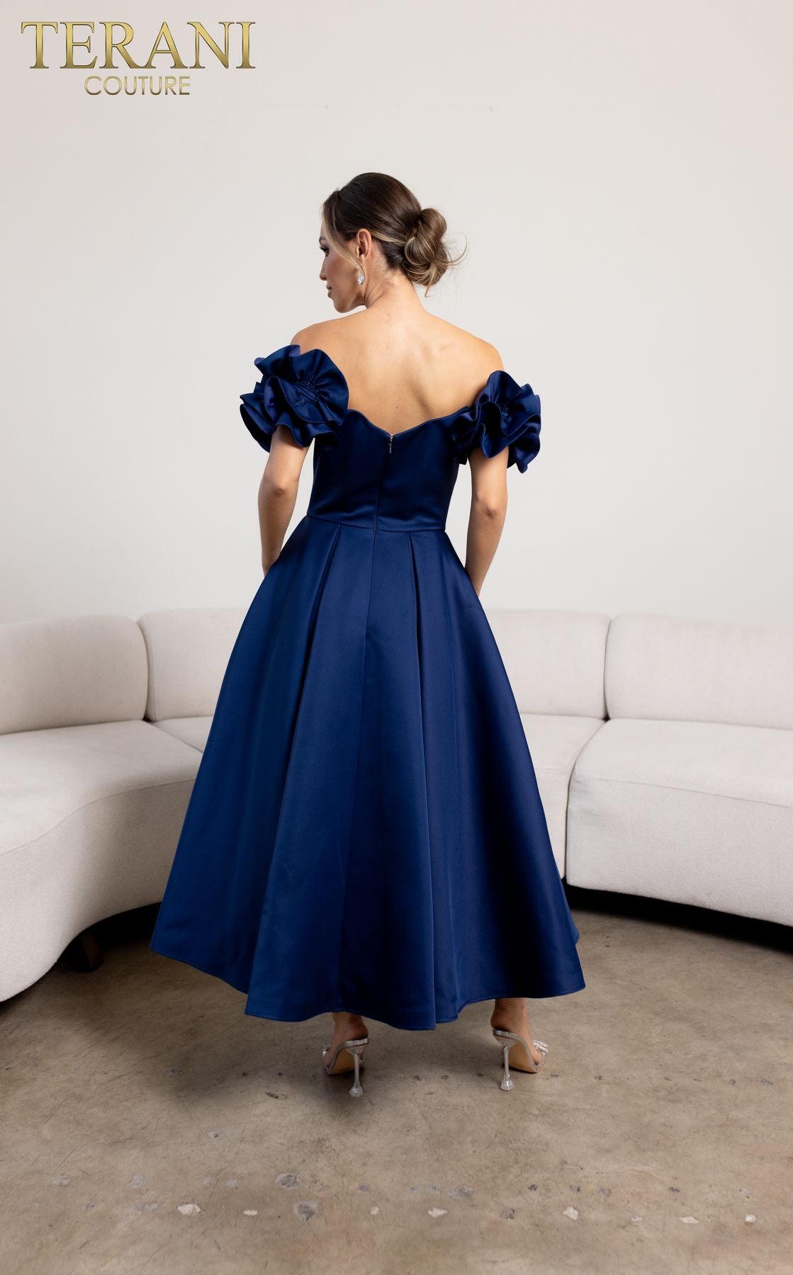 Terani Couture 241C2334 A Line Evening Tea Length Dress