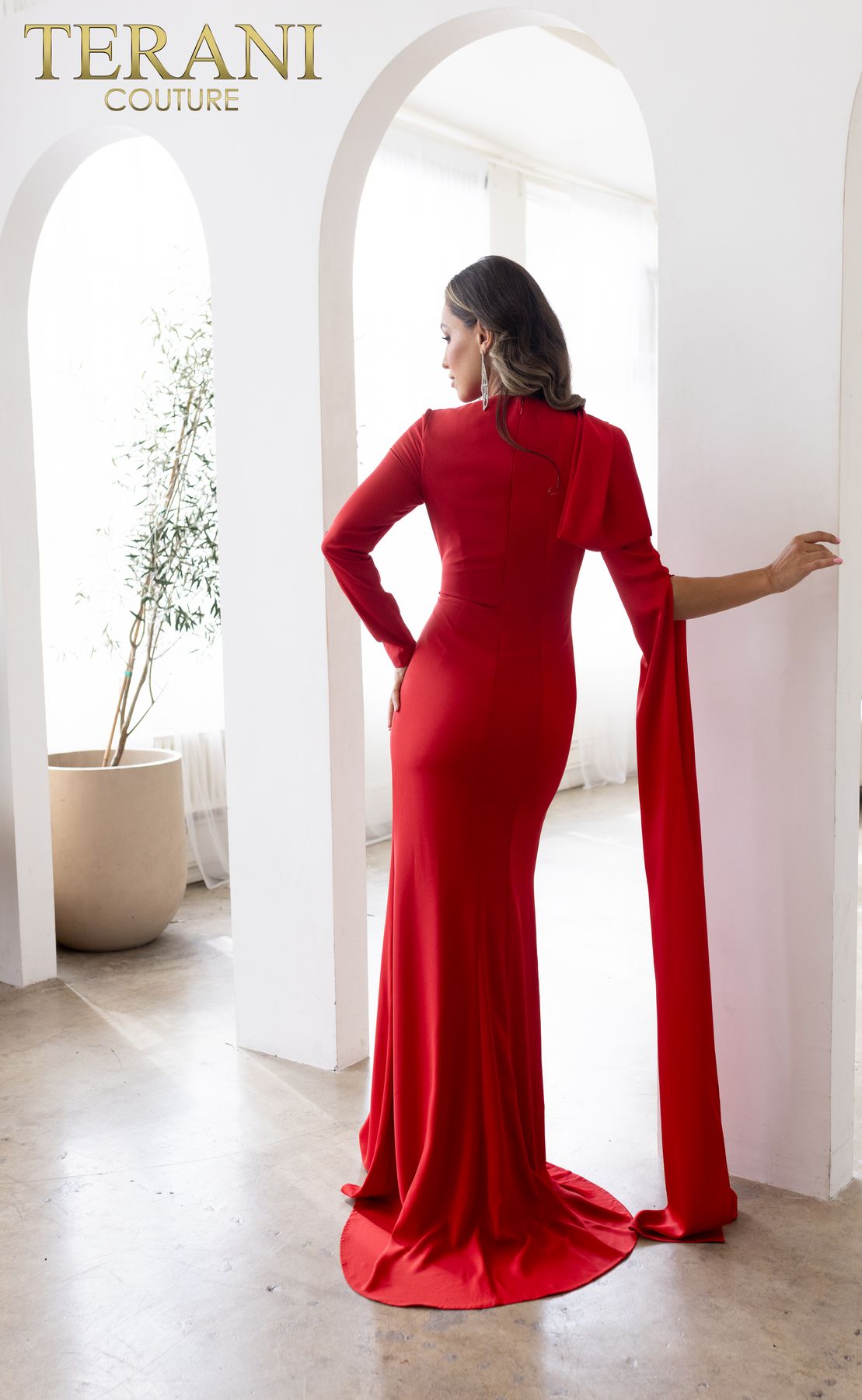 Terani Couture 1912M9352 Long Sleeve Fitted Formal Evening Dress