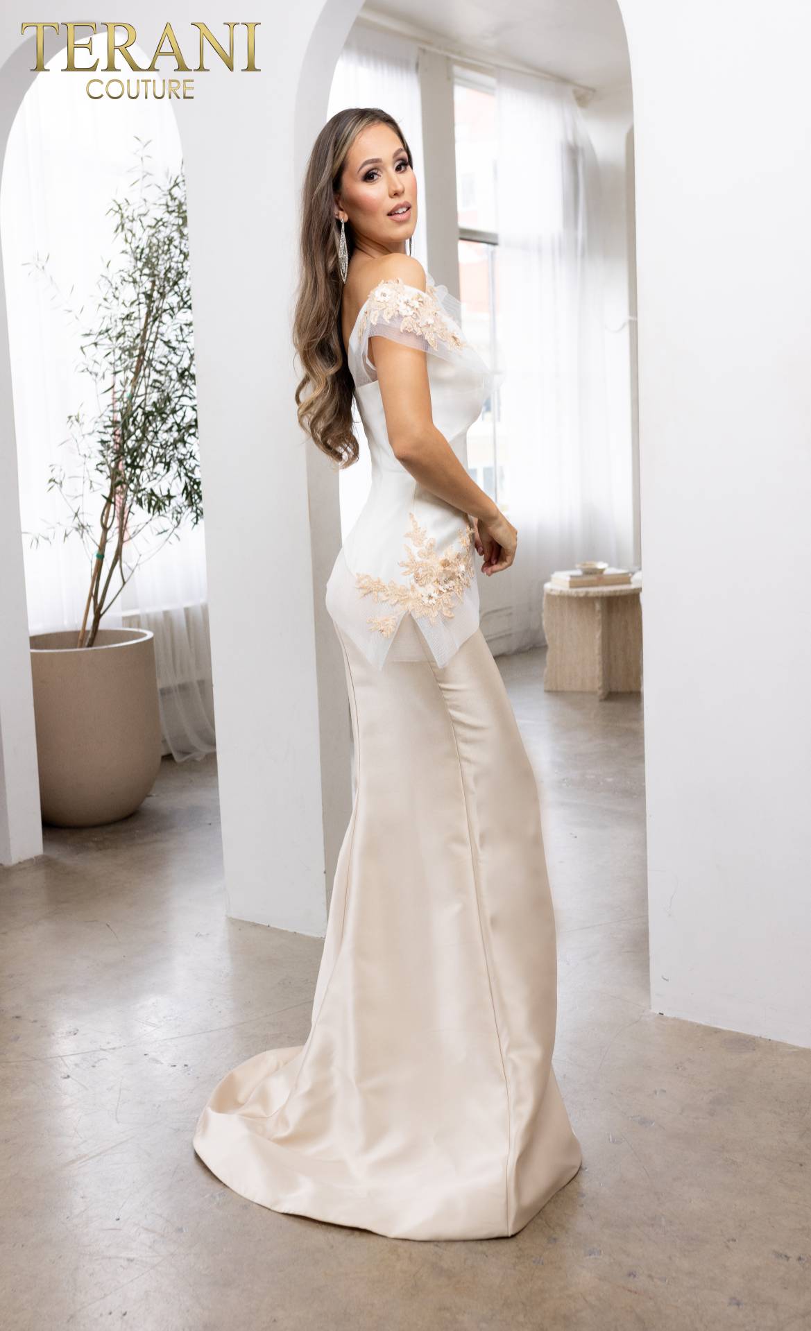 Formal Dresses Long Trumpet Evening Formal Dress Ivory Champagne