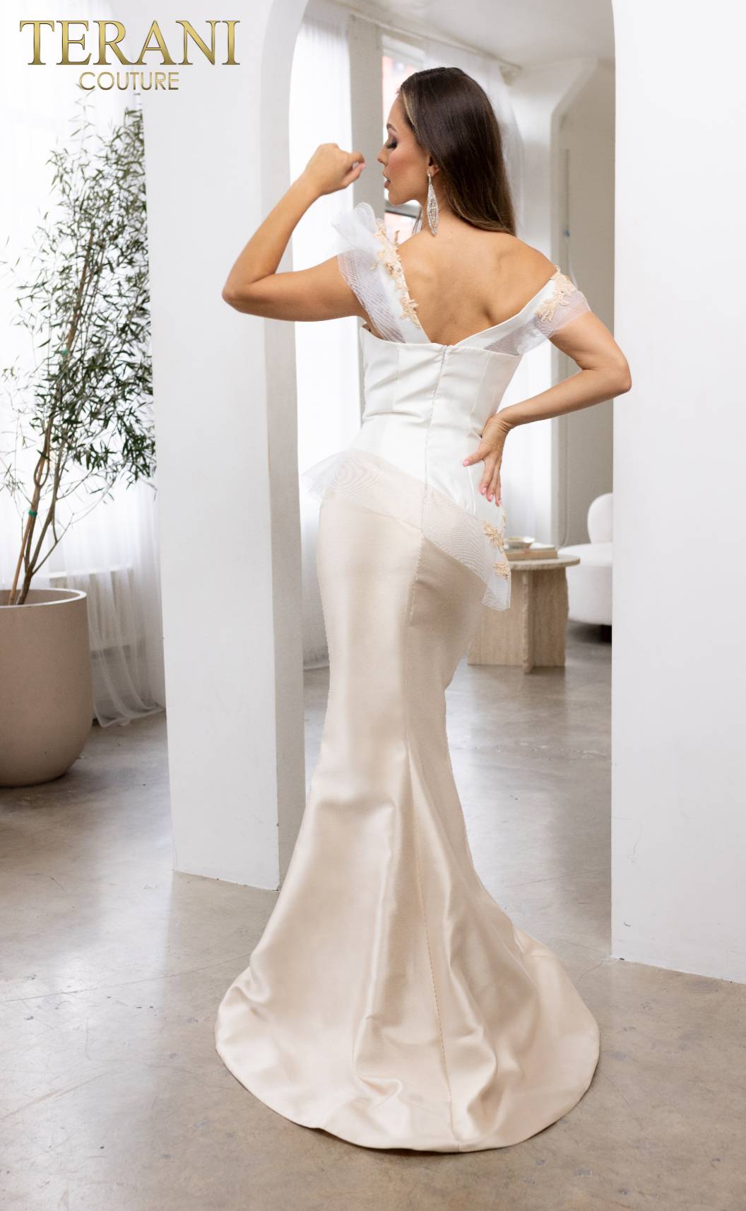 Formal Dresses Long Trumpet Evening Formal Dress Ivory Champagne