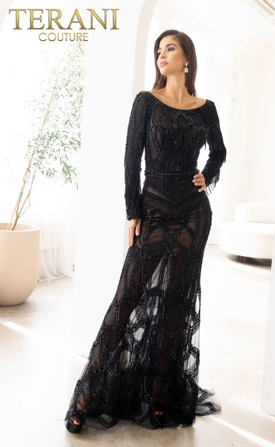 Terani Couture 241GL2610 Long Sleeve Formal Evening Dress