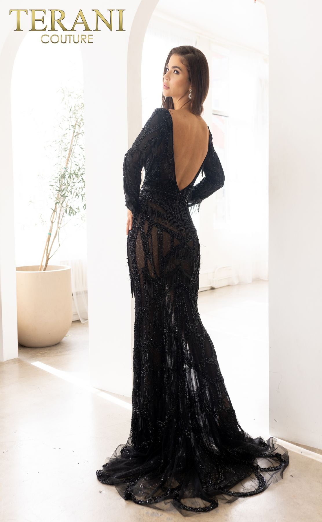 Terani Couture 241GL2610 Long Sleeve Formal Evening Dress