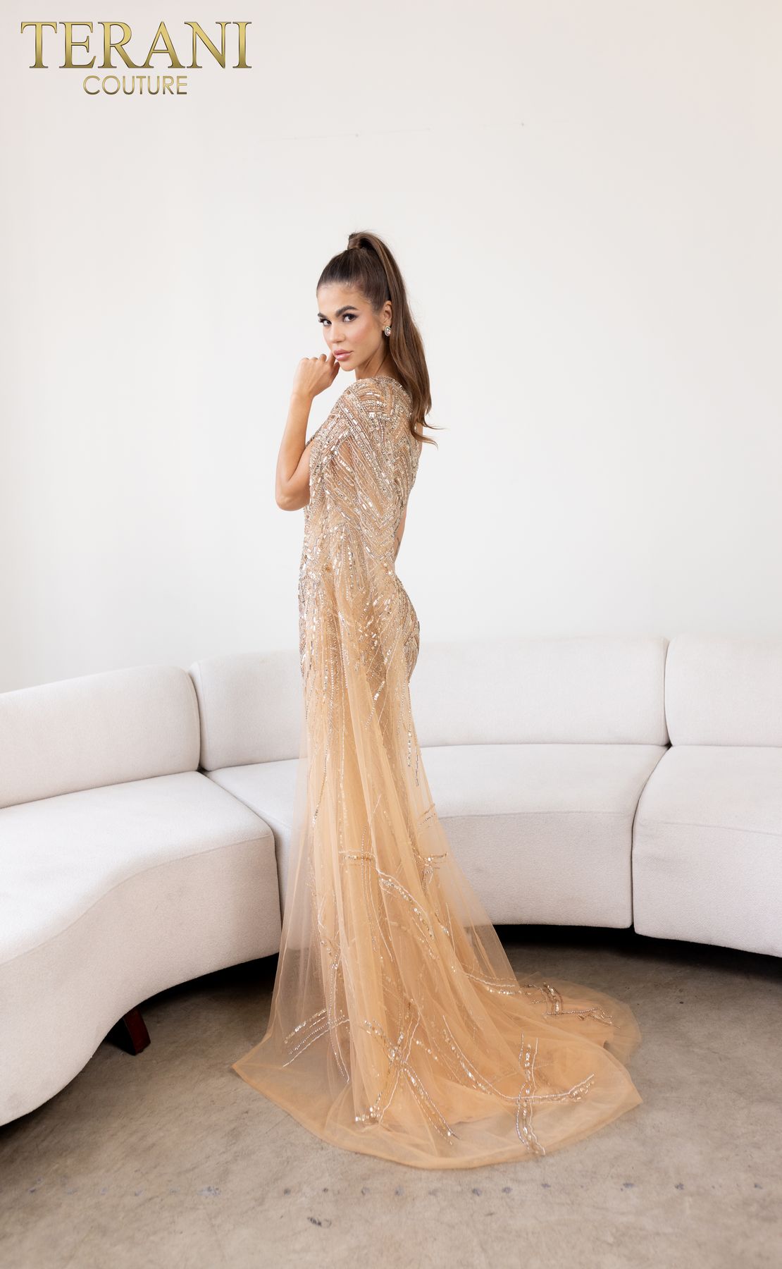 Terani Couture 241GL2634 Beaded Evening Long Formal Dress