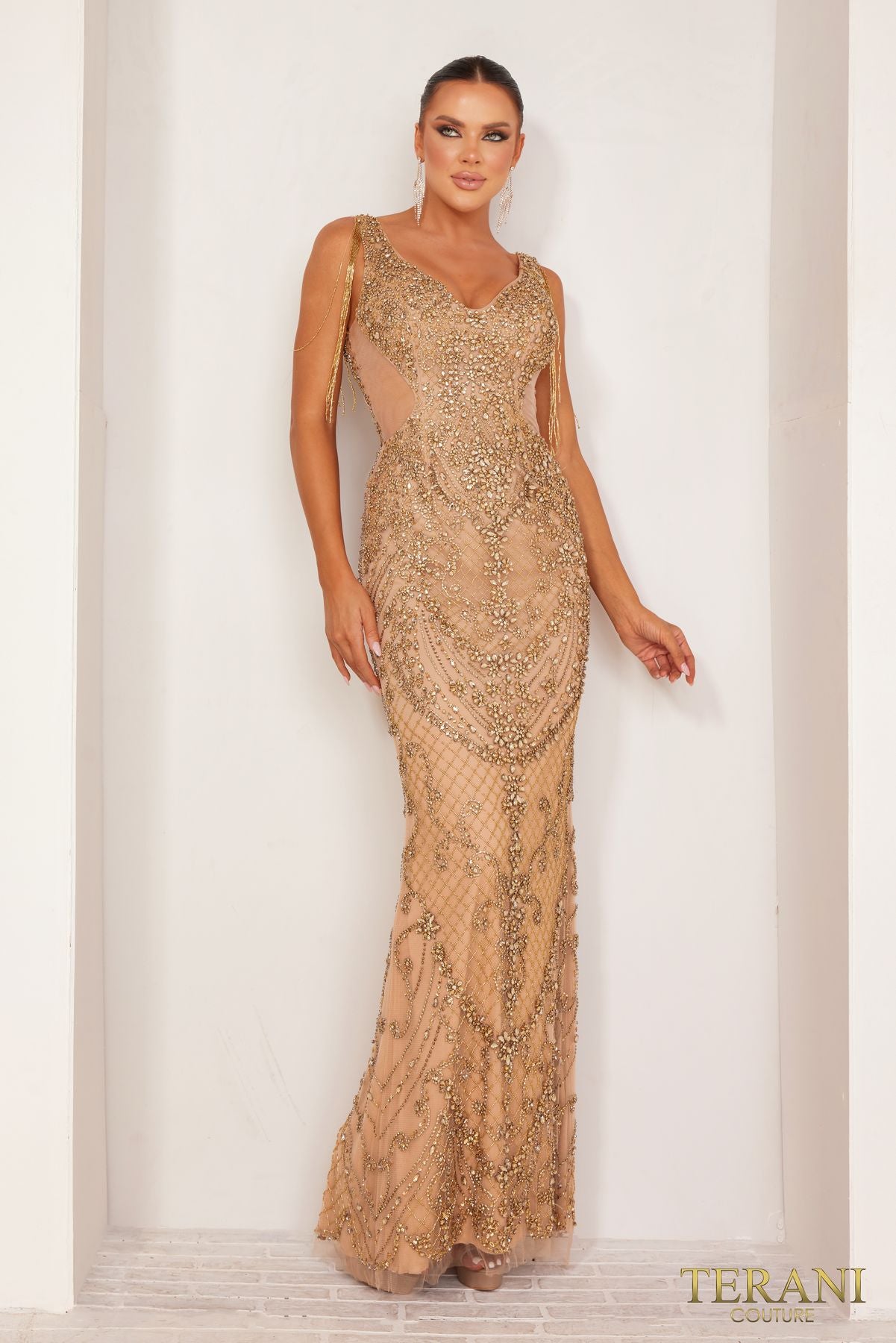 Terani Couture 241GL2664 Beaded Formal Long Evening Dress
