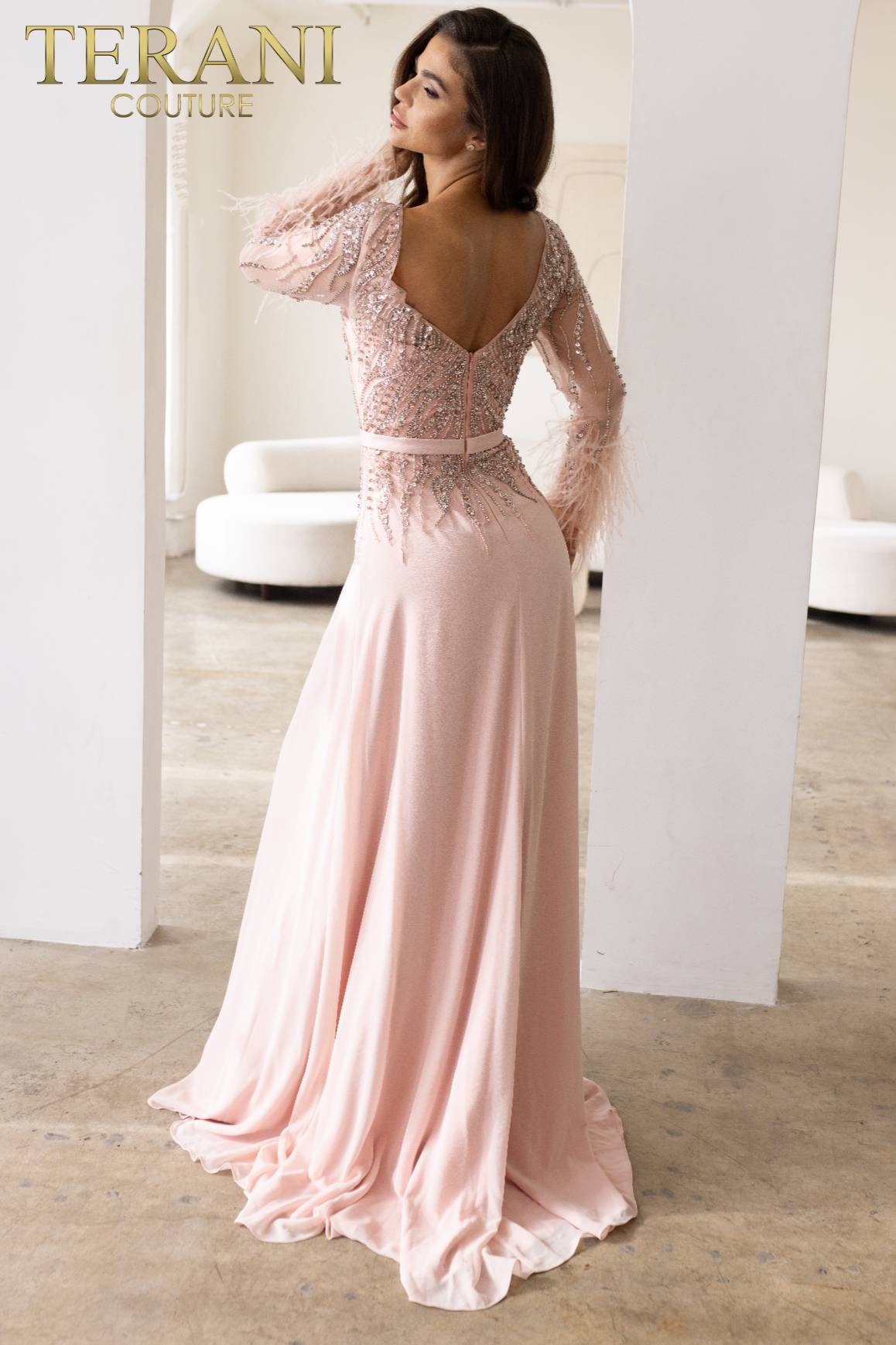Mother of the Bride Dresses Embellished Long Formal Mother of the Bride Dress Blush