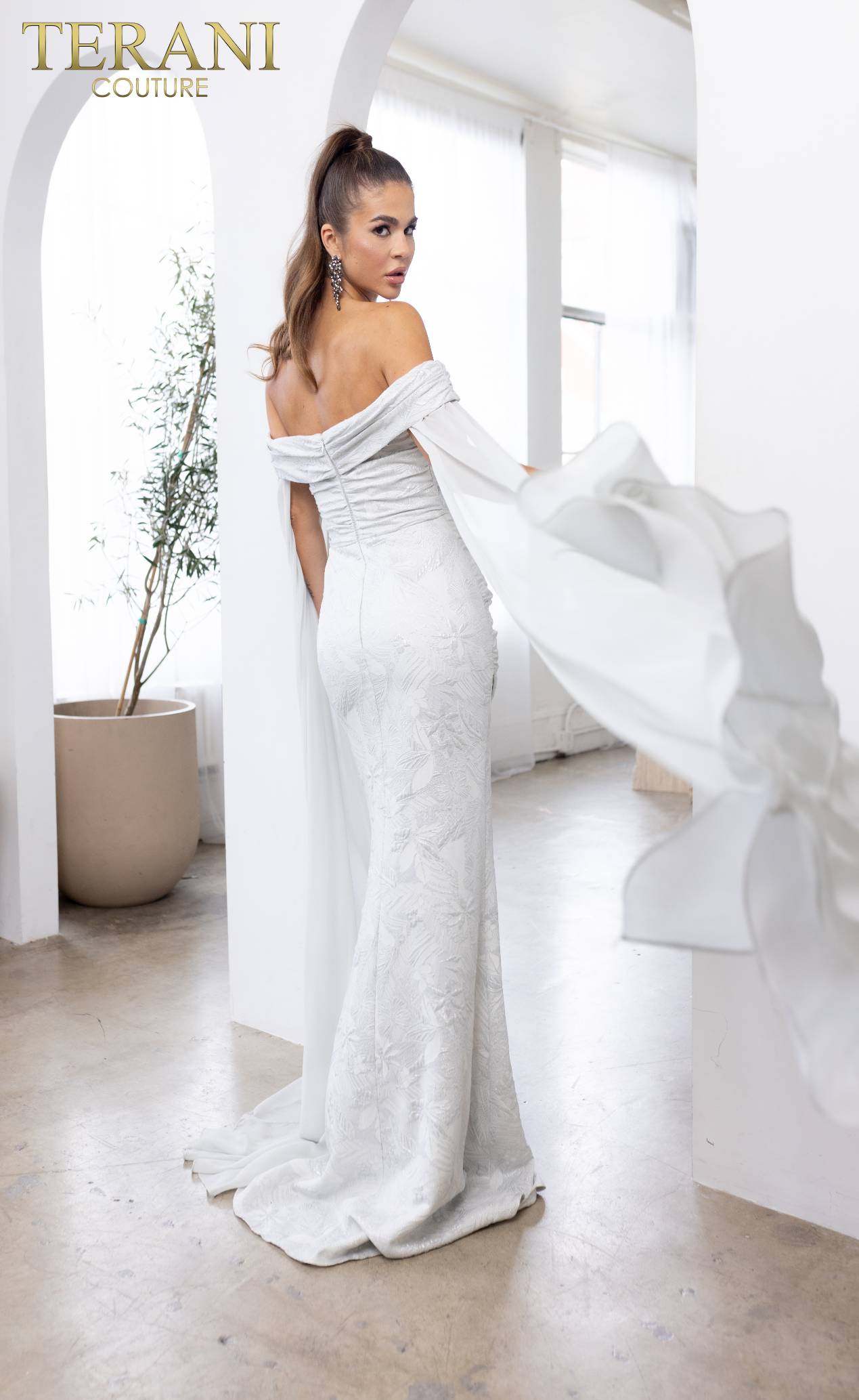 Terani Couture 241M2721 Cape Evening Long Mother of the Bride Dress