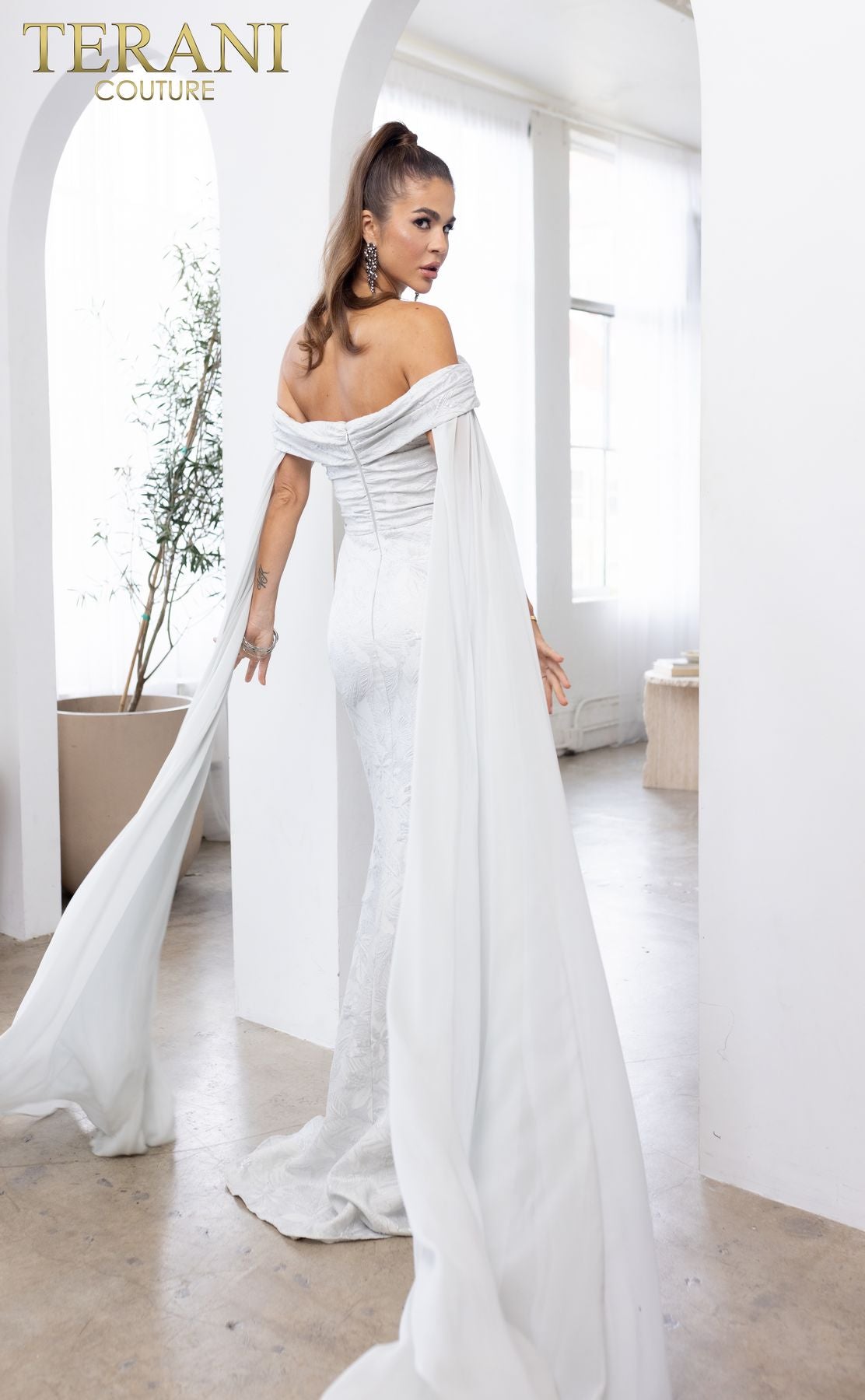 Terani Couture 241M2721 Cape Evening Long Mother of the Bride Dress
