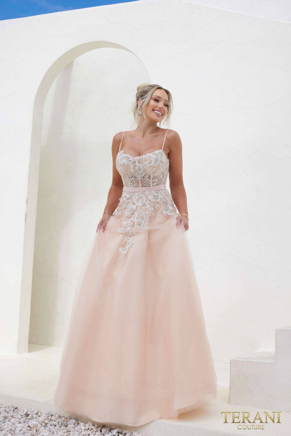 Terani Couture 241P2025 Long A Line Prom Dress