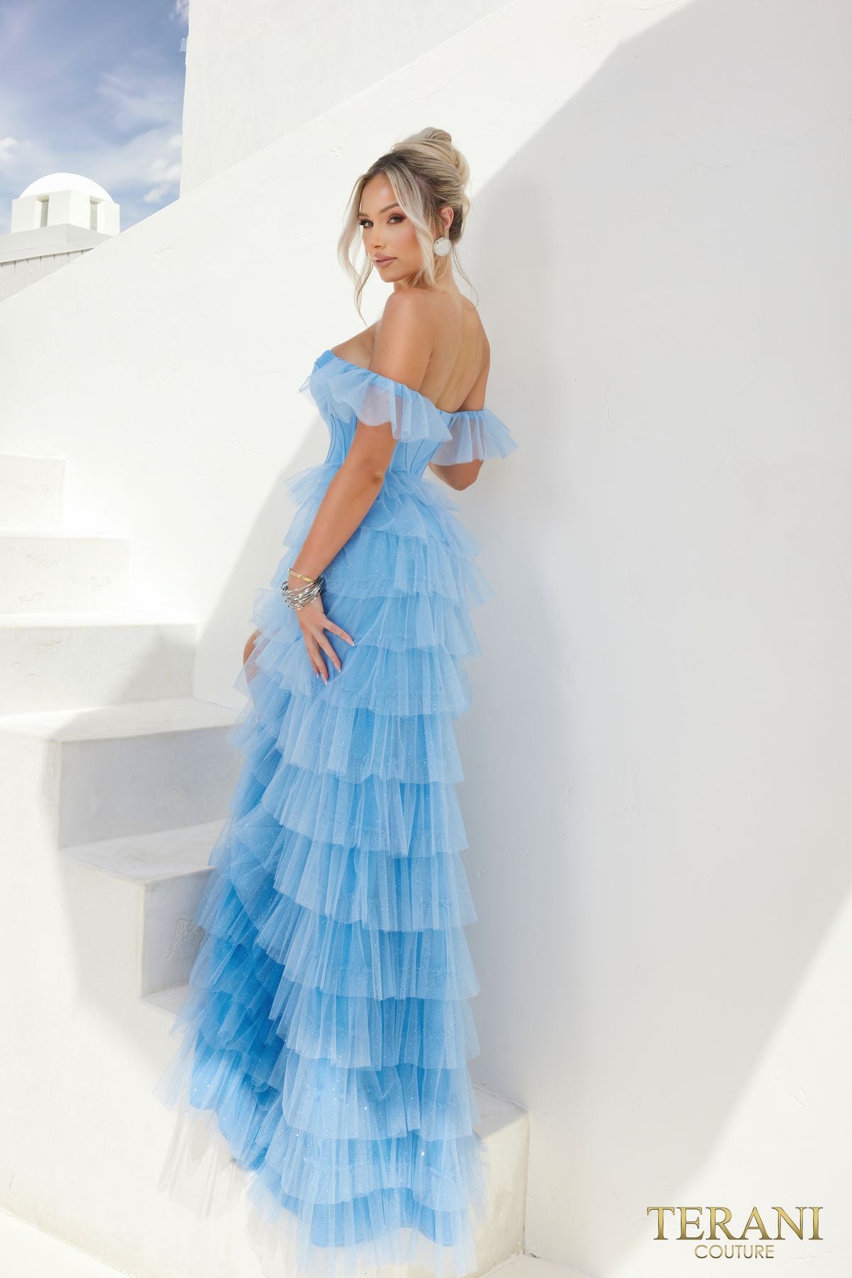 Terani Couture 241P2211 Glitter Tiered Prom Dress