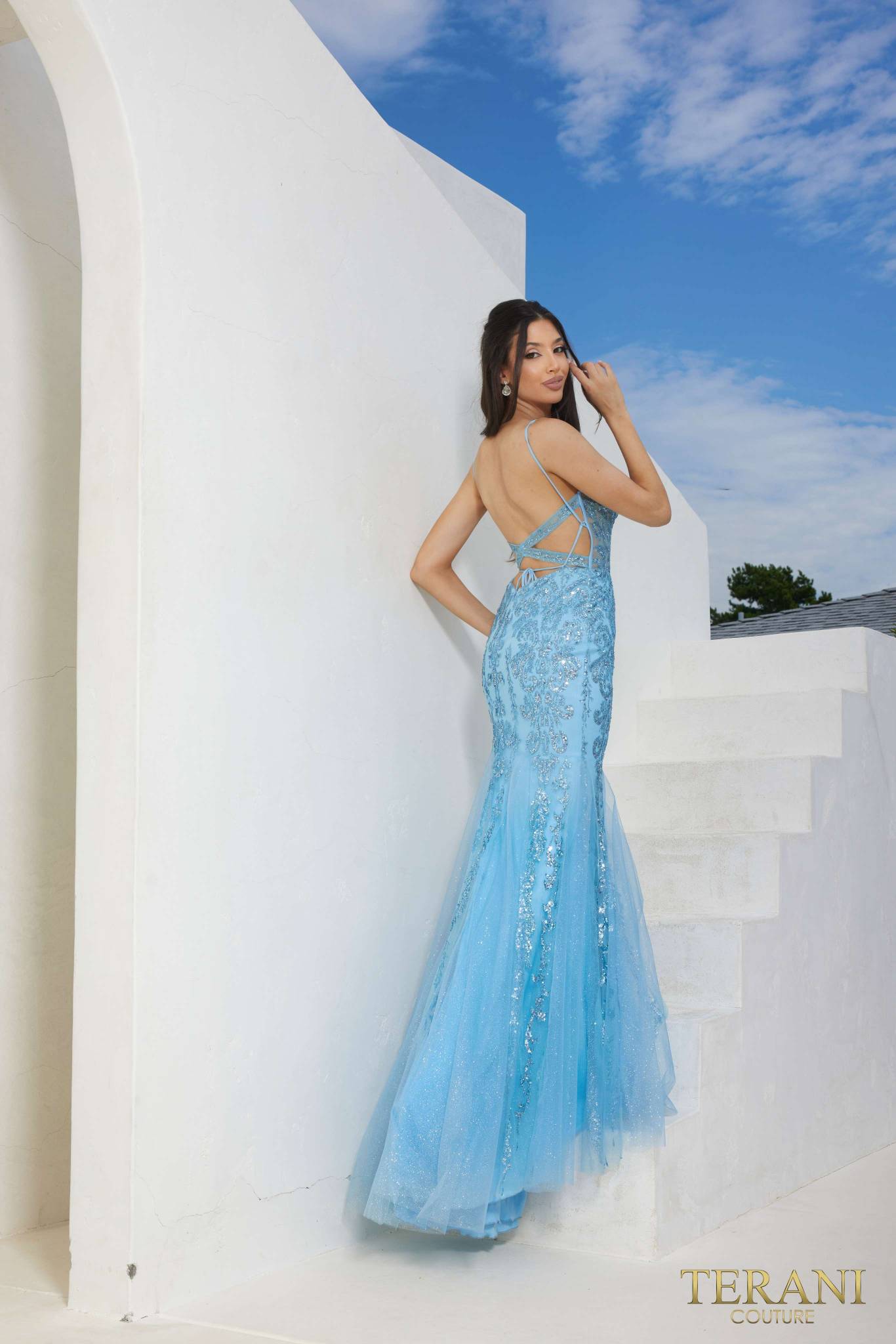 Prom Dresses Beaded Long Formal Prom Dress Blue