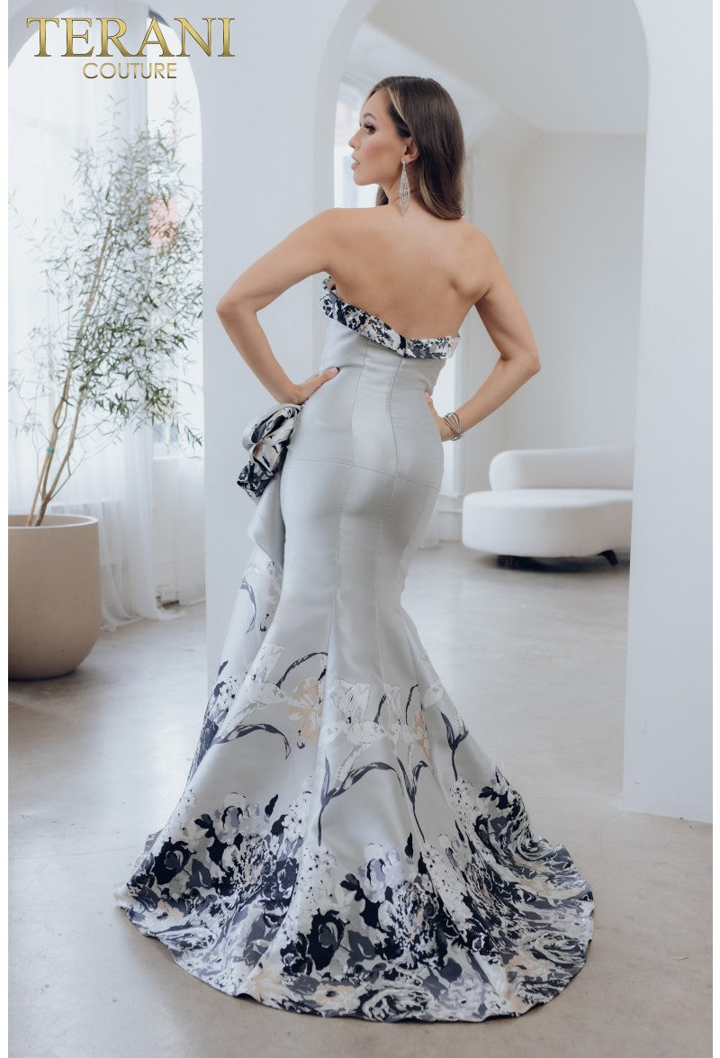 Terani Couture 241E2494 Printed Long Formal Evening Prom Dress