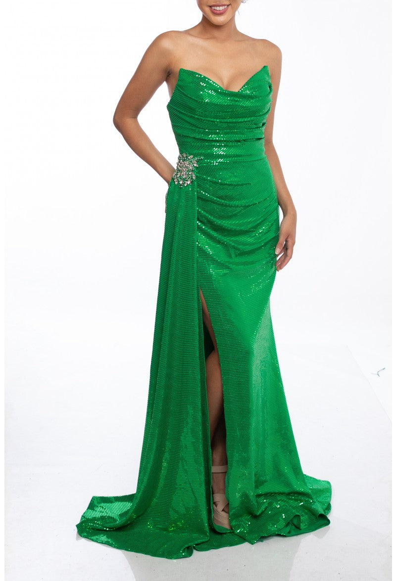 Terani Couture 241P2136 Bodycon Long Sequins Prom Dress