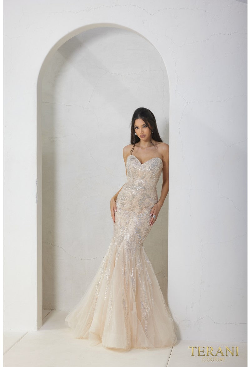 Terani Couture 241P2219 Fitted Formal Beaded Long Prom Dress