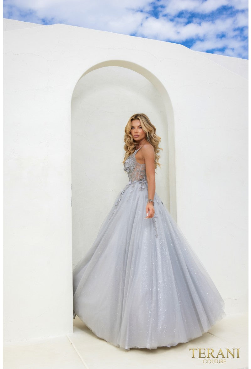 Terani Couture 241P2281 Long A Line Formal Prom Ball Gown