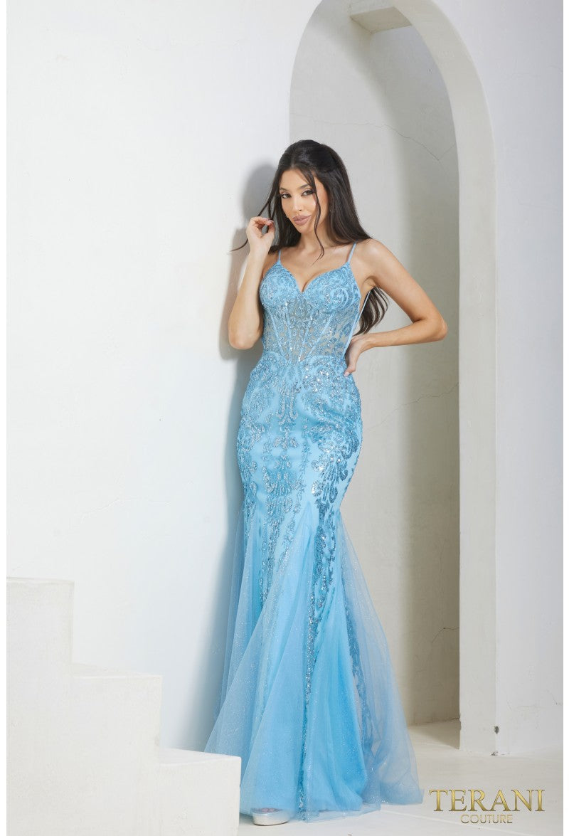 Terani Couture 241P2294 Beaded Long Formal Prom Dress
