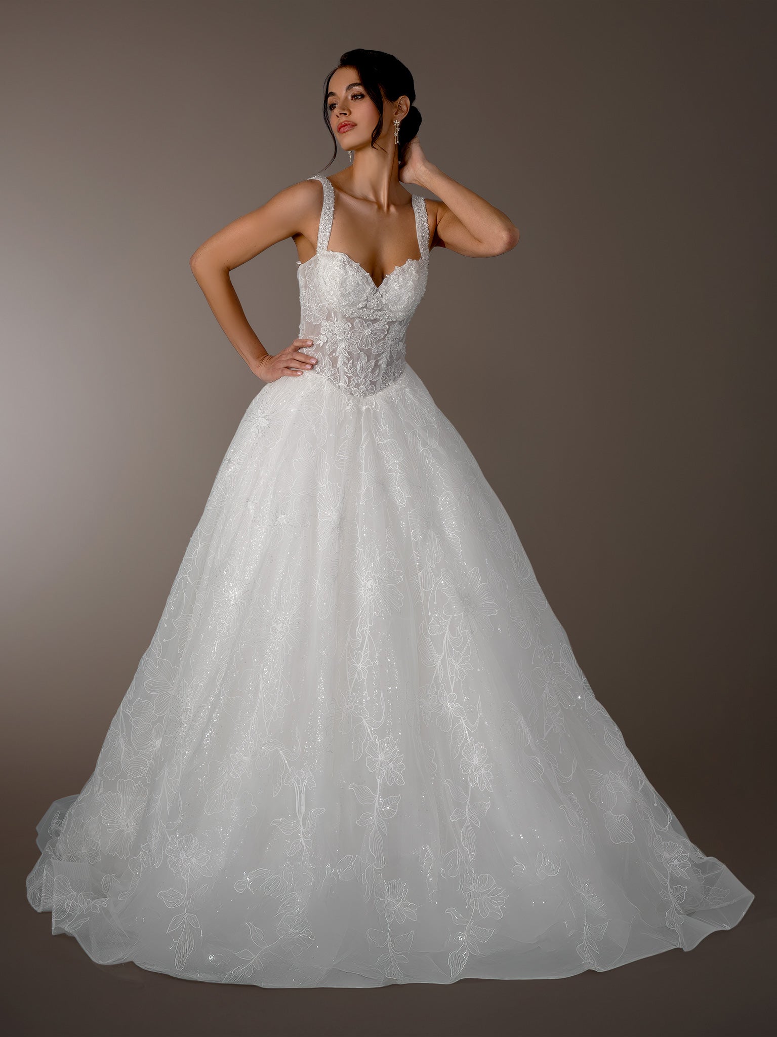 Wedding Dresses Long A Line Beaded Lace Wedding Dress Stella Couture 26607 Off White