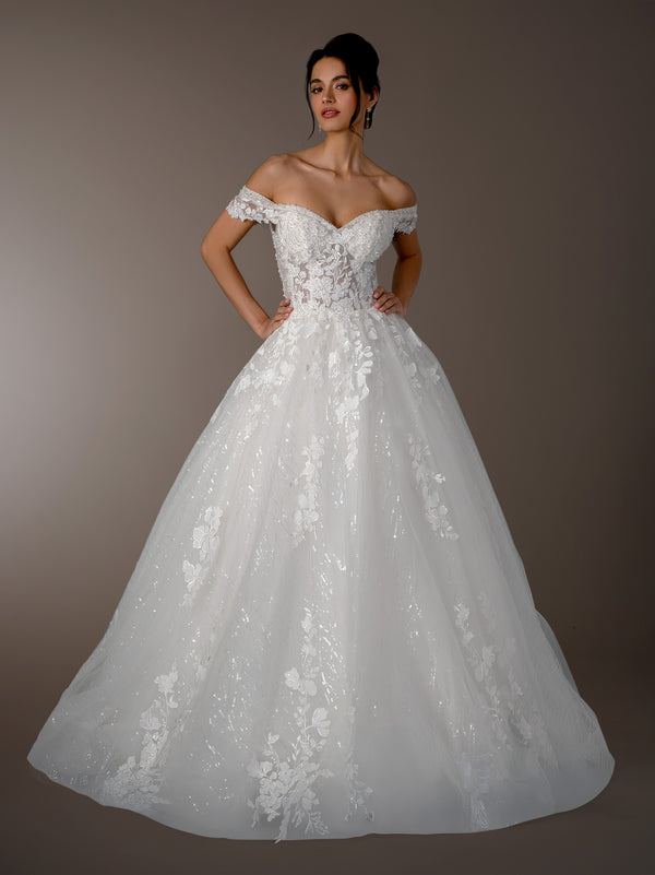 Corset Ball Gown Lace Long Wedding Dress