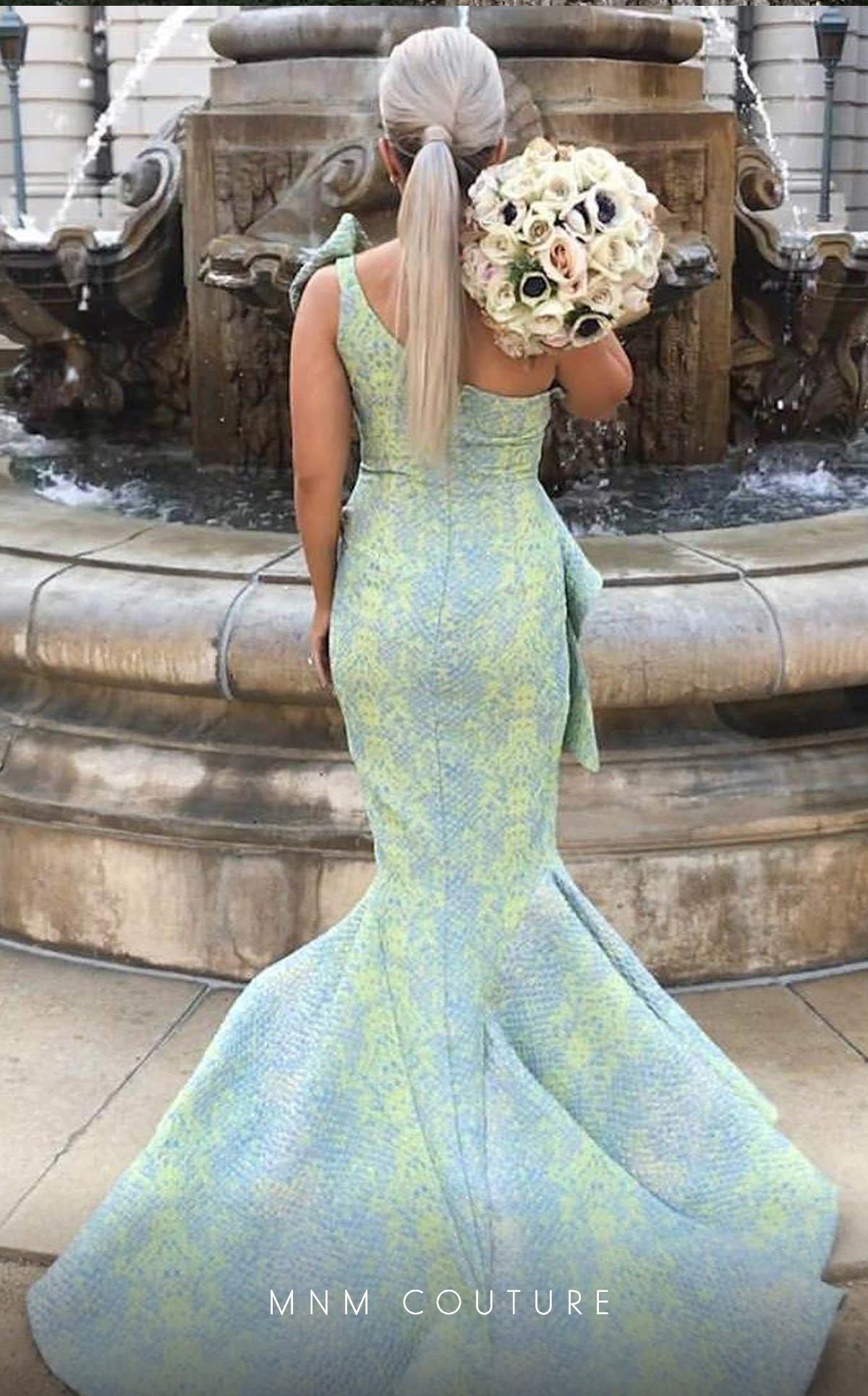 MNM Couture 2425 Fitted Formal Long Mermaid Ruffle Evening Prom Dress