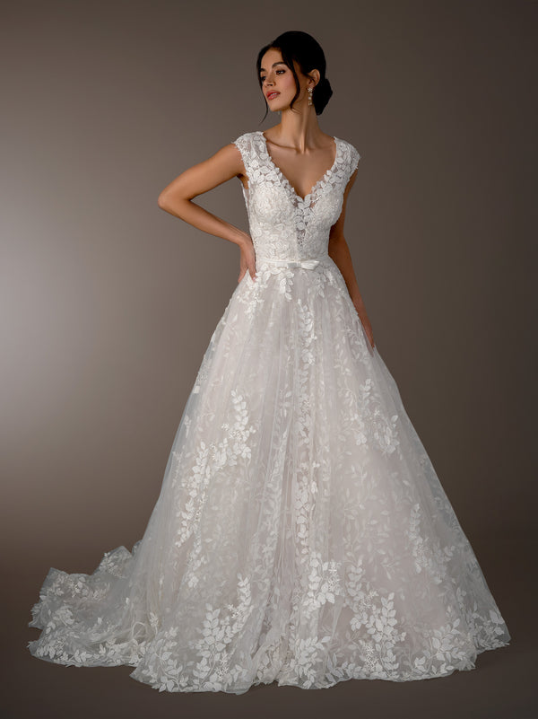 Long A Line Lace Wedding Dress
