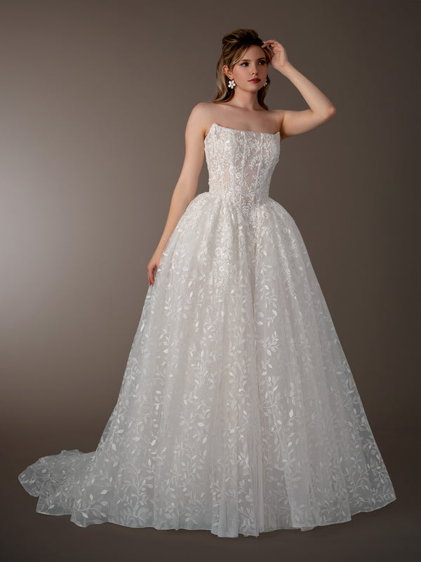 Long Bridal Gown Lace Applique Wedding
