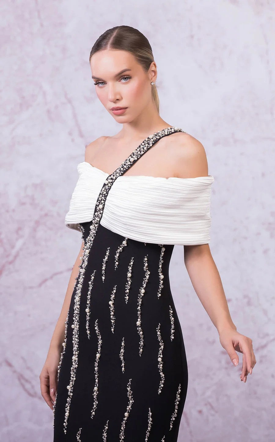 Odrella 24288 Long Slit Formal Pleated Evening Dress
