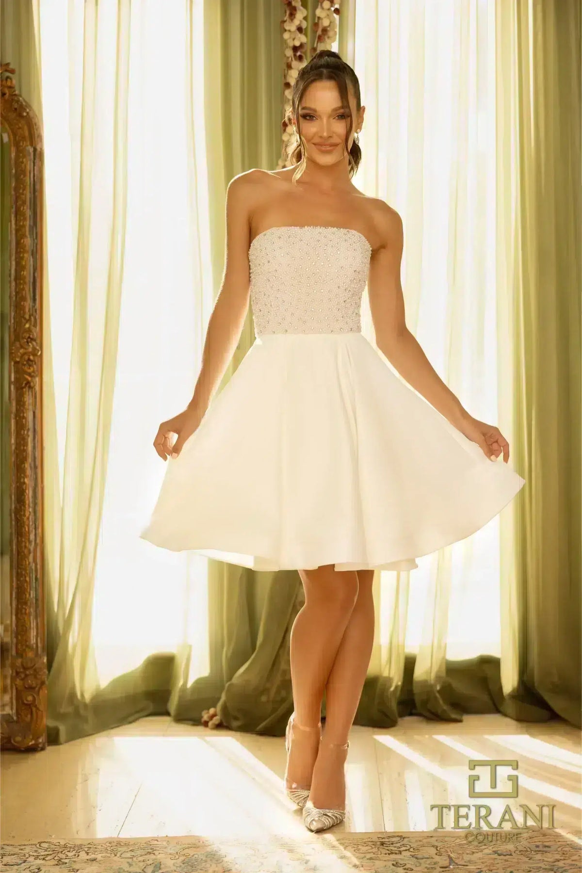 Cocktail Dresses Short Beaded A Line Cocktail Dress Ivory