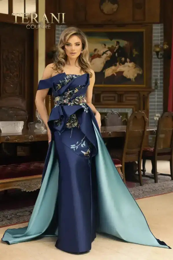 Prom Dresses A Line Ruffle Long Formal Prom Dress Blue