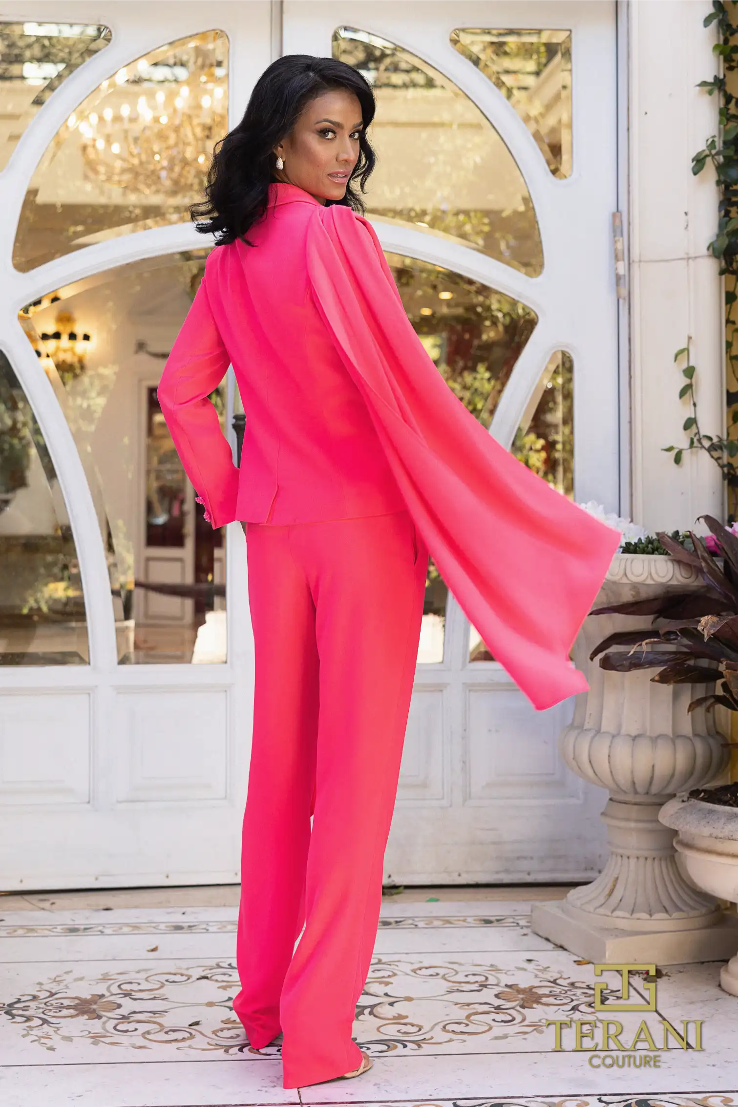 Pant Suit Beaded Long Pant Suit Fuchsia