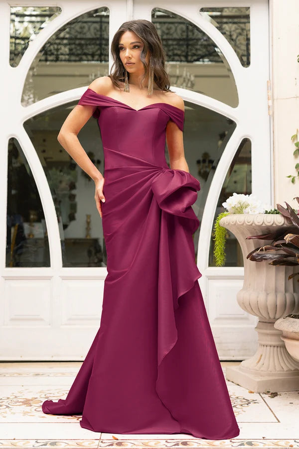 Formal Dresses Long Formal Side Ruched Evening Dress Wine