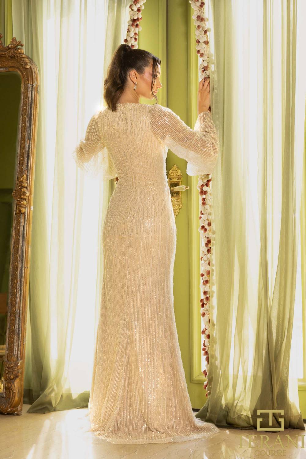 Mother of the Bride Dresses Sequins Long Sleeve Mother of the Bride Dress Champagne