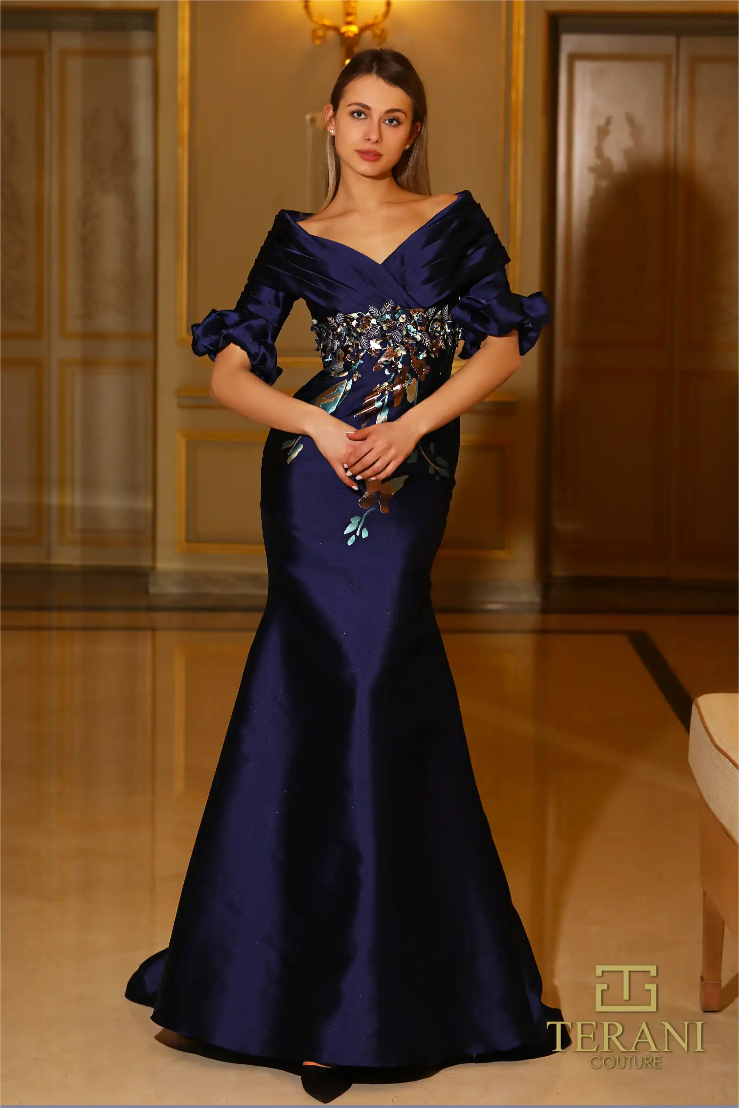 Formal Dresses Long Printed Formal Dress Blue