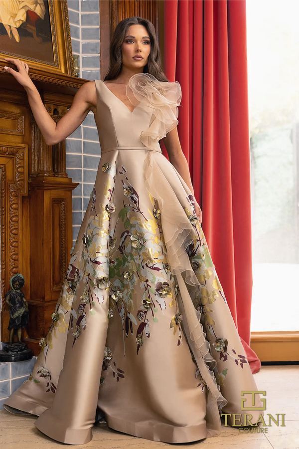 Terani Couture 242M3369 Printed Long Ballgown Formal Evening Dress