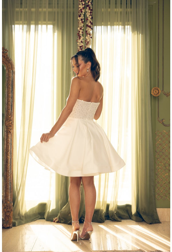 Cocktail Dresses Short Beaded A Line Cocktail Dress Ivory