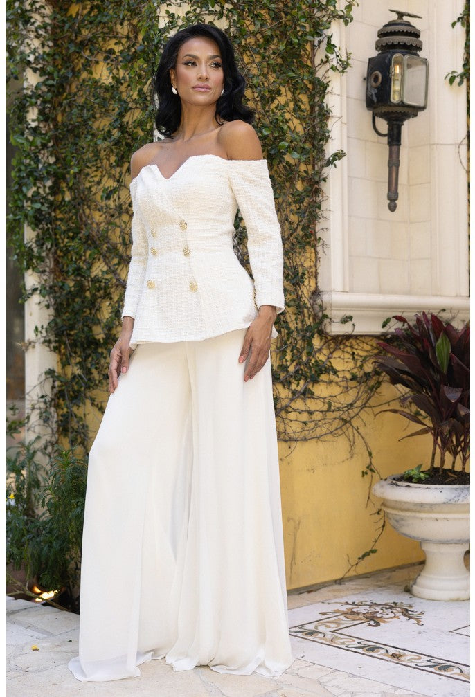 Terani Couture 242E3185 Long Metalic Lace Formal Pant Suit