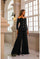 Pant Suit Long Metalic Lace Pant Suit   Black