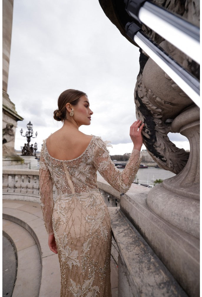 Terani Couture 242GL3219 Long Sleeve Beaded Formal Prom Dress
