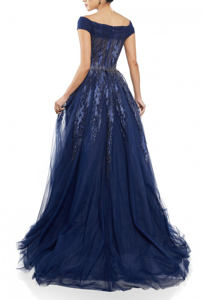 Terani Couture 242M3347 Glitter A Line Long Formal Prom Dress