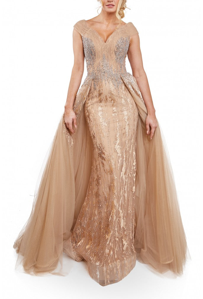 Terani Couture 242M3347 Glitter A Line Long Formal Prom Dress