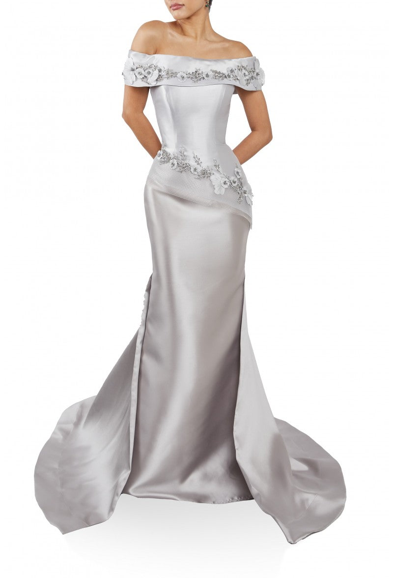 Formal Dresses Long Formal Mermaid Fit Dress Silver Taupe