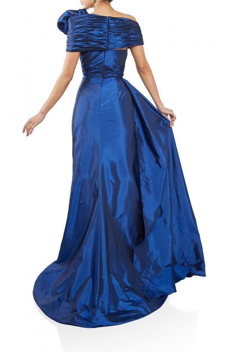 Formal Dresses Long Trail Formal Metallic Gown Sapphire