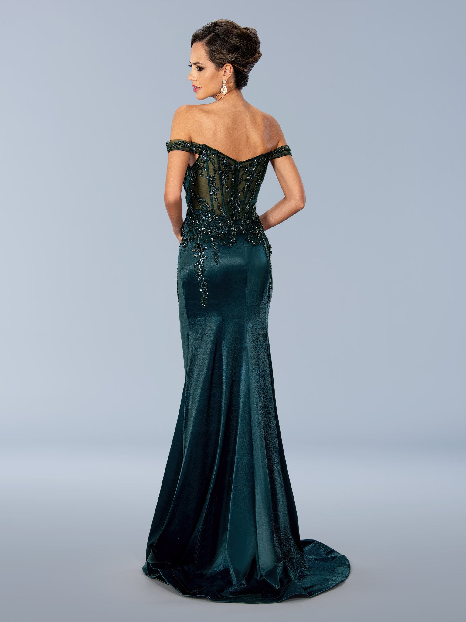 Stella Couture 24303 Long Formal Floral Beaded Prom Dress