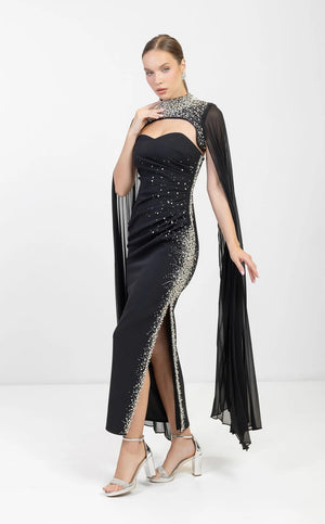 Odrella 24306 Long Fitted Formal Prom Slit Dress