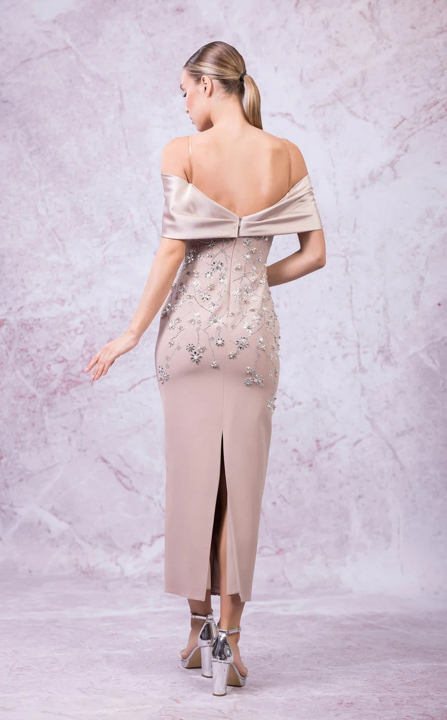 Odrella 24316 Fitted Long Formal Floral Prom Dress
