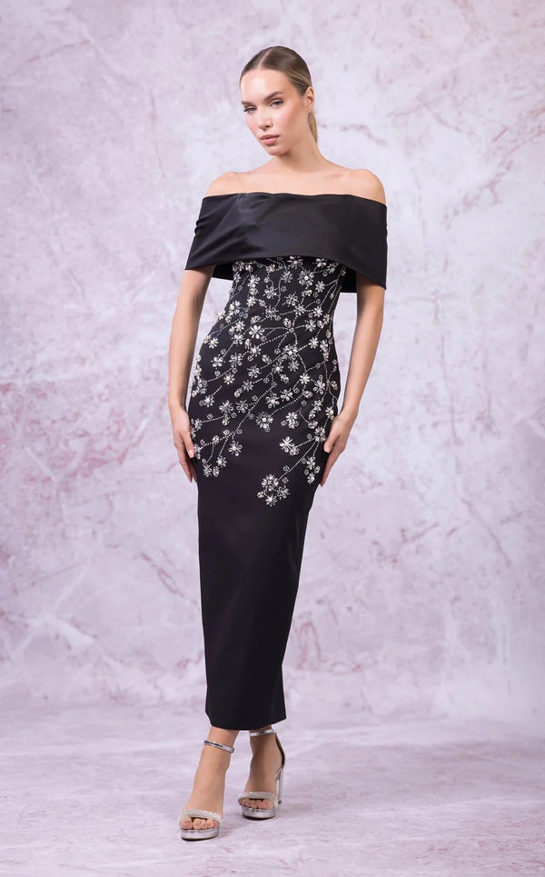 Odrella 24316 Fitted Long Formal Floral Prom Dress