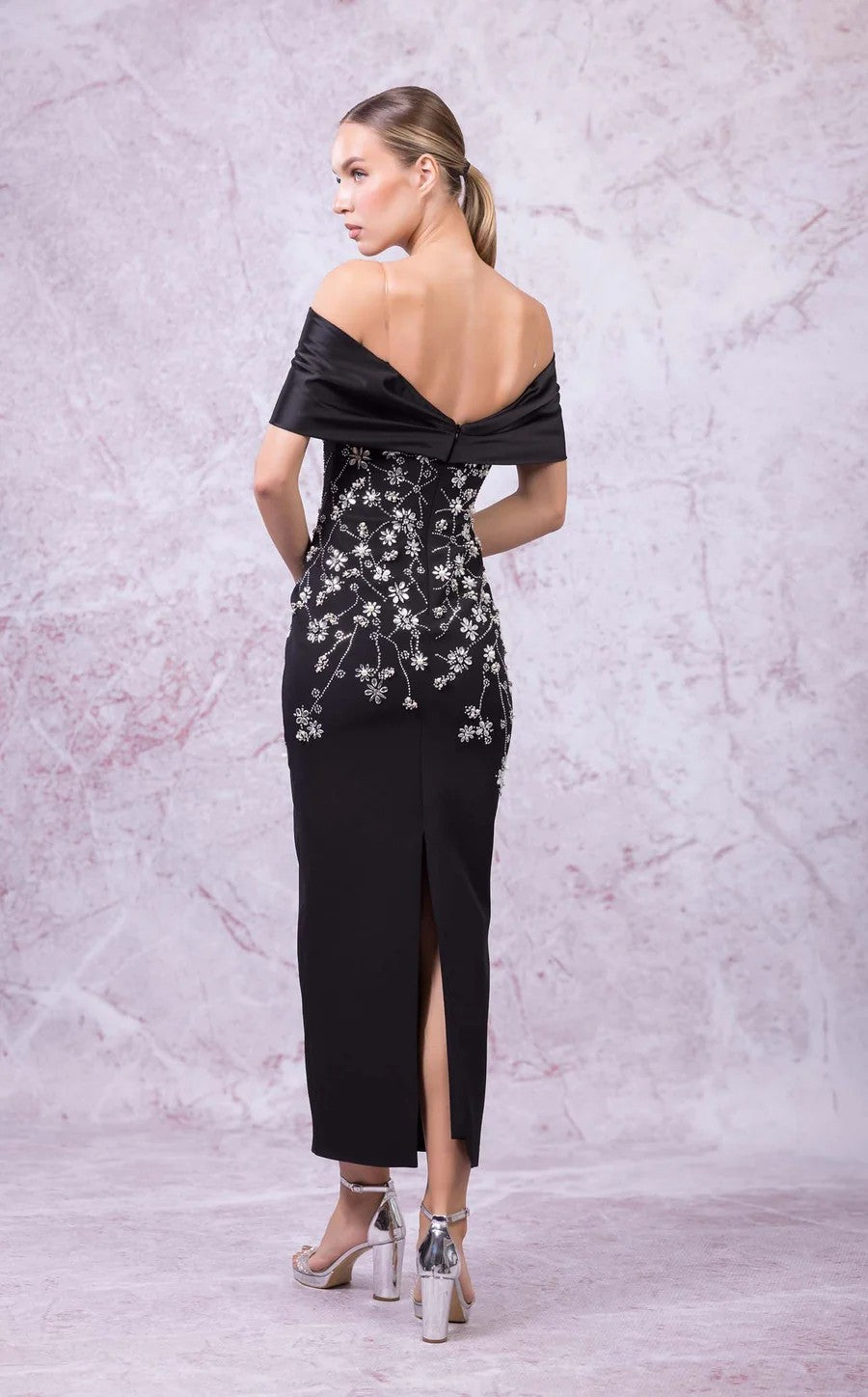 Odrella 24316 Fitted Long Formal Floral Prom Dress